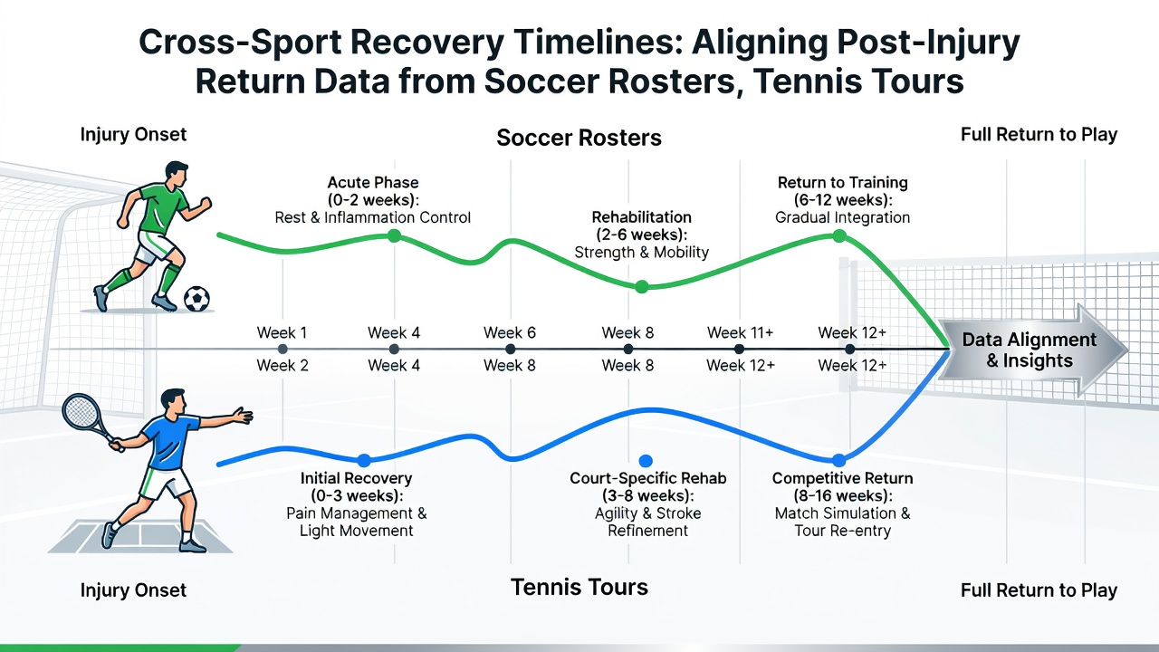 Data visualization of aligned recovery timelines across three sports for selection modeling