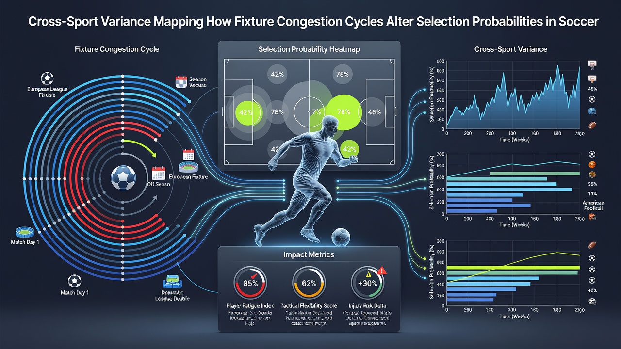 Comparative chart illustrating performance variance and selection rate changes during congested periods in three sports