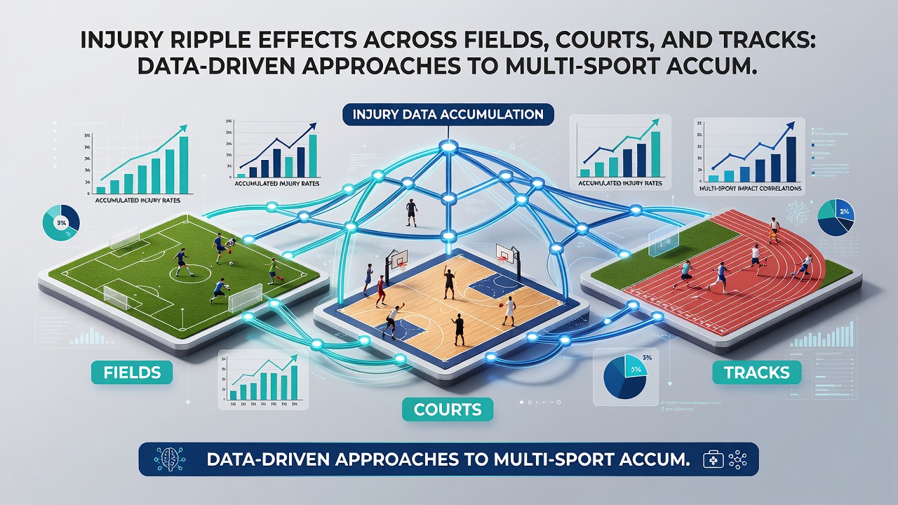 Analytics dashboard displaying multi-sport injury correlations and accumulator adjustment metrics